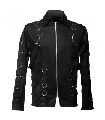 Men Black Gothic Shirt Full Sleeve Zip Shirt 10 D